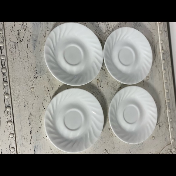 4 Corelle White Swirl Enhancements Saucers - Picture 4 of 7